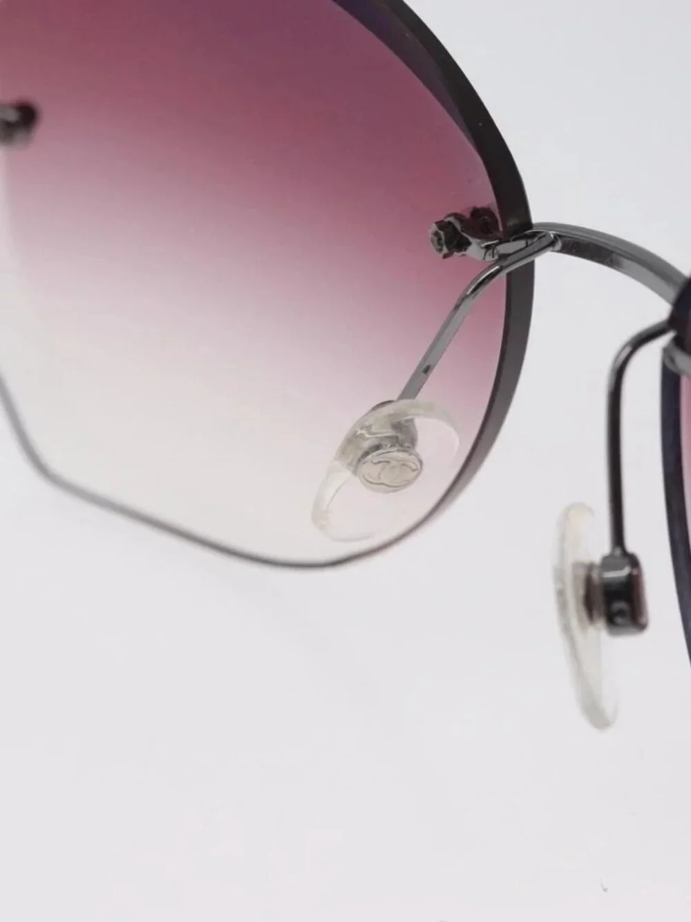 CHANEL Sunglasses metal Bordeaux CC Auth SW2292V